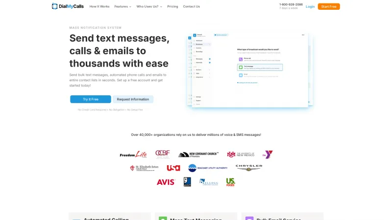 Homepage of DialMyCalls