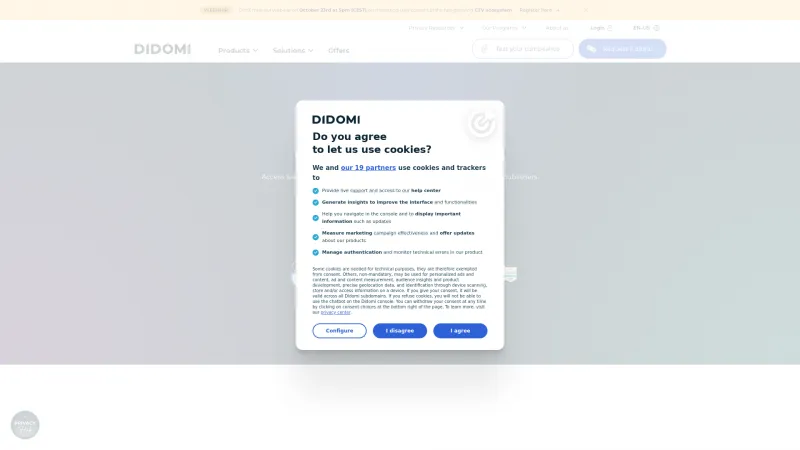 Homepage of Didomi