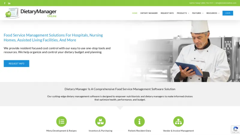 Homepage of Dietary Manager