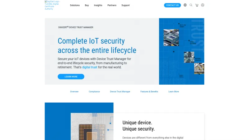 Homepage of DigiCert IoT Device Manager