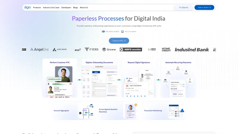 Homepage of DigiSign