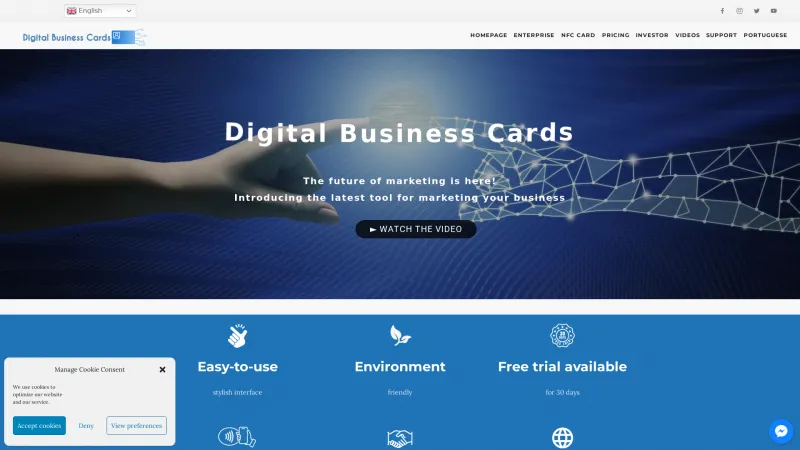 Homepage of Digital Business Cards