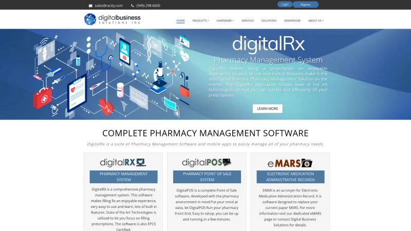 Homepage of DigitalRX