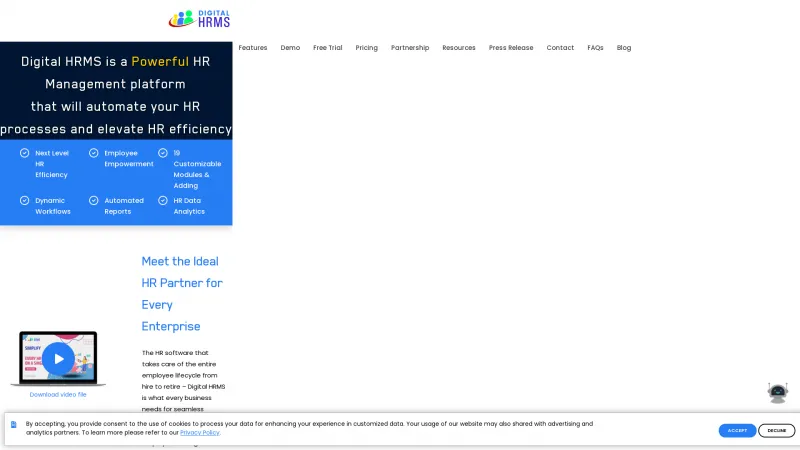 Homepage of Digital HRMS