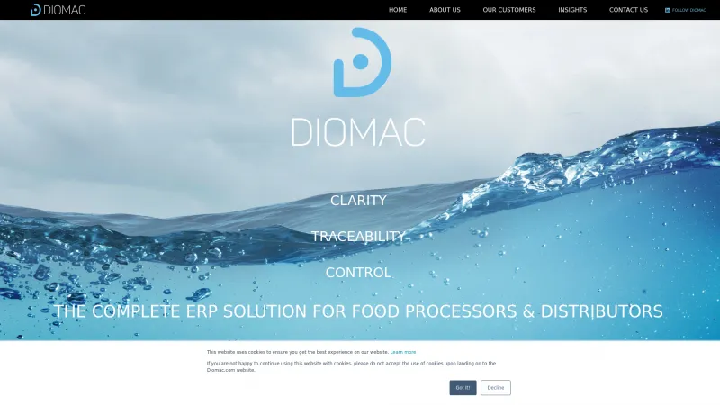 Homepage of Diomac ERP Solution