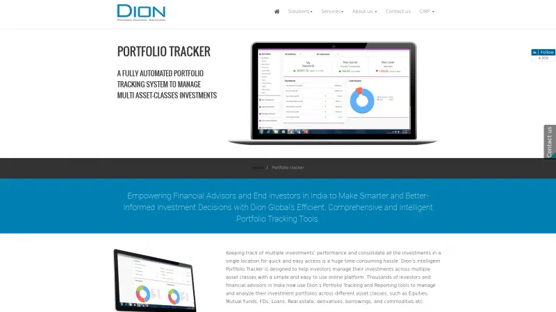 Homepage of Dion Portfolio Tracker