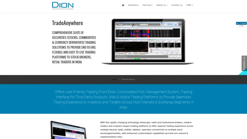 Homepage of TradeAnywhere