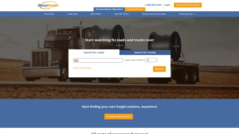 Homepage of Direct Freight