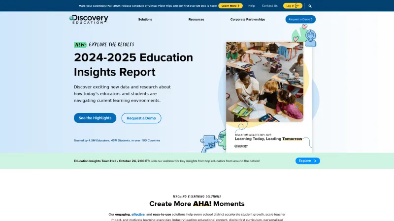 Homepage of Discovery Education