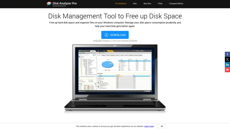 Homepage of Disk Analyzer Pro