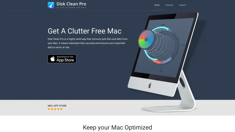 Homepage of Disk Clean Pro