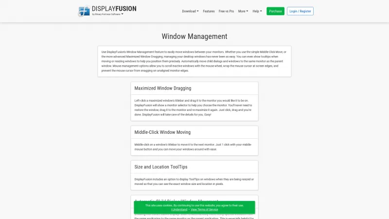 Homepage of DisplayFusion