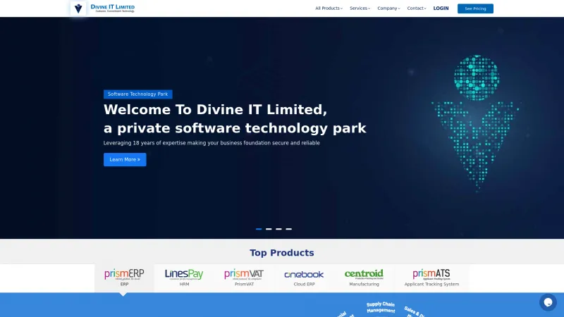 Homepage of PrismERP