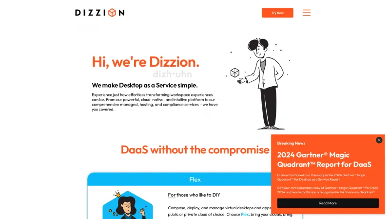 Homepage of Dizzion