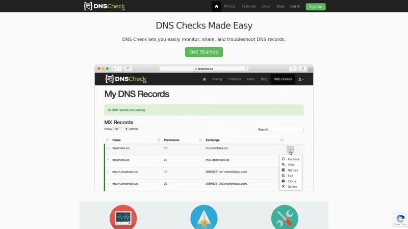 Homepage of DNS Check