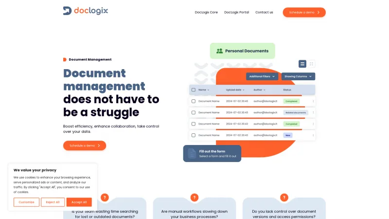 Homepage of DocLogix