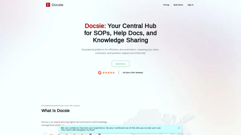 Homepage of Docsie