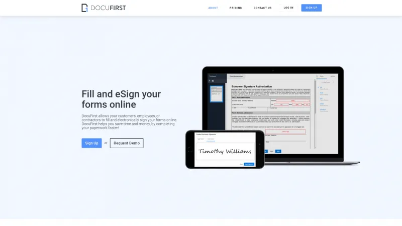 Homepage of DocuFirst