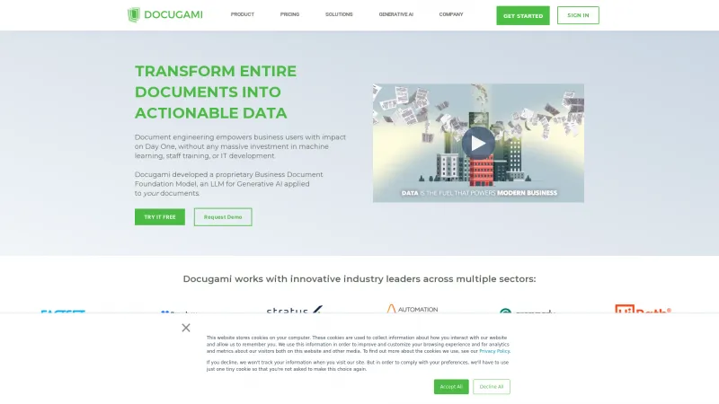 Homepage of Docugami