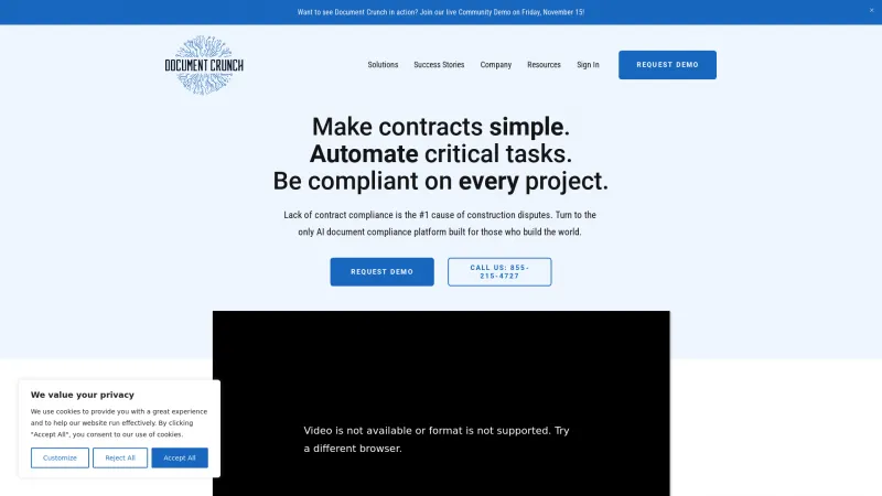 Homepage of Document Crunch