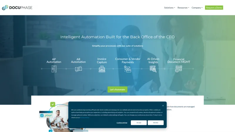 Homepage of DocuPhase