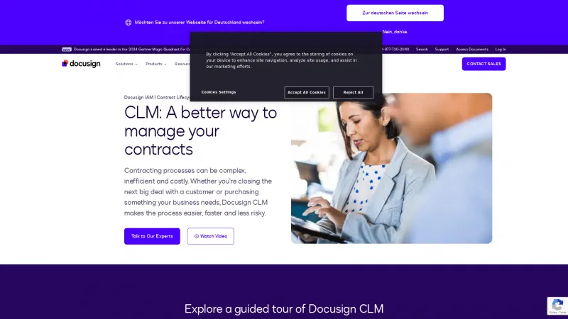 Homepage of DocuSign CLM