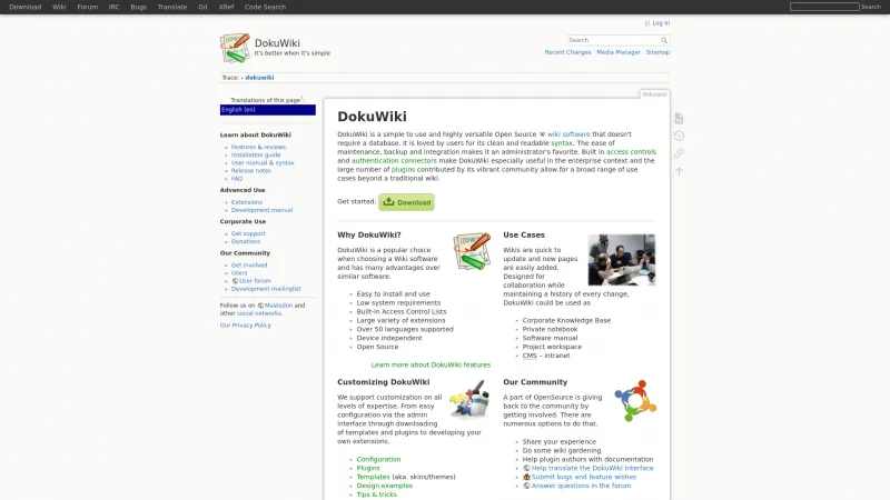 Homepage of DokuWiki