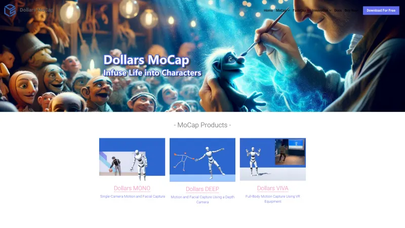 Homepage of Dollars MoCap