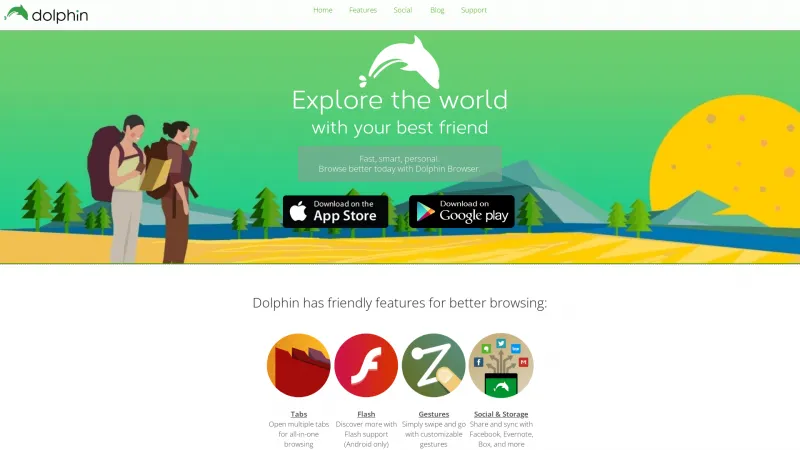 Homepage of Dolphin Browser