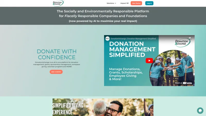 Homepage of DonationXchange