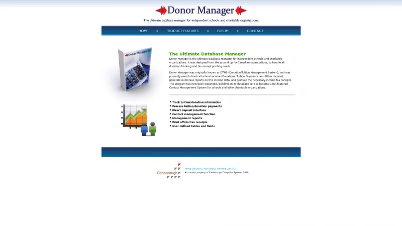 Homepage of Donor Manager