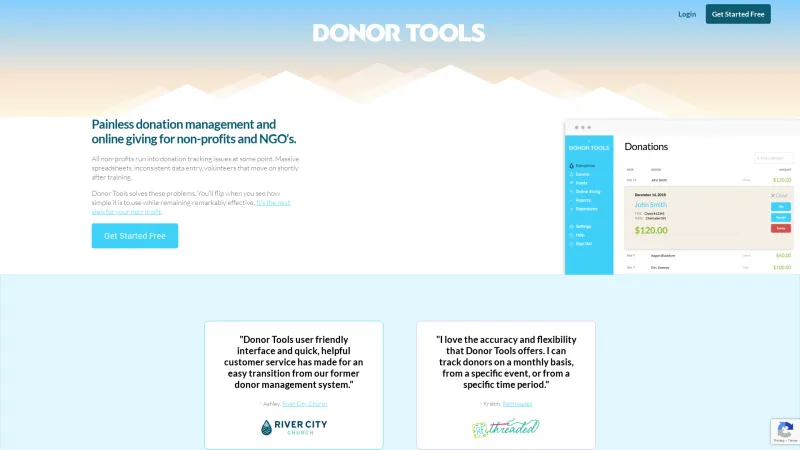 Homepage of Donor Tools