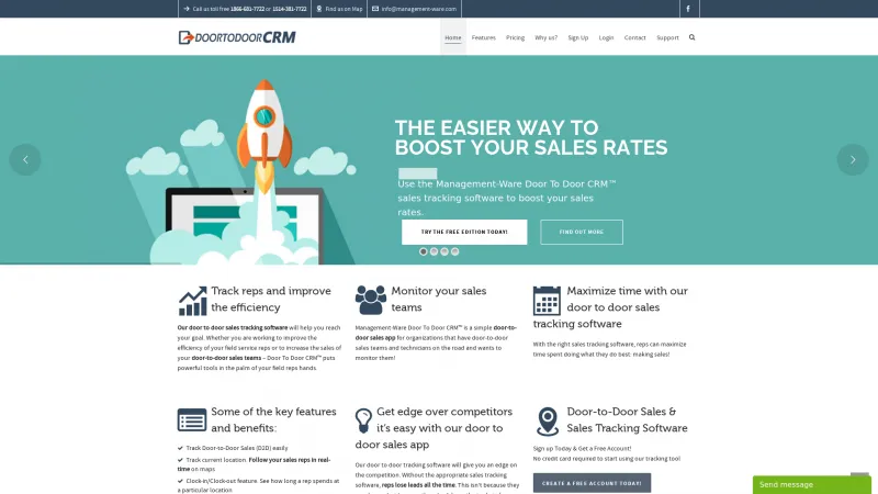 Homepage of Door to Door CRM