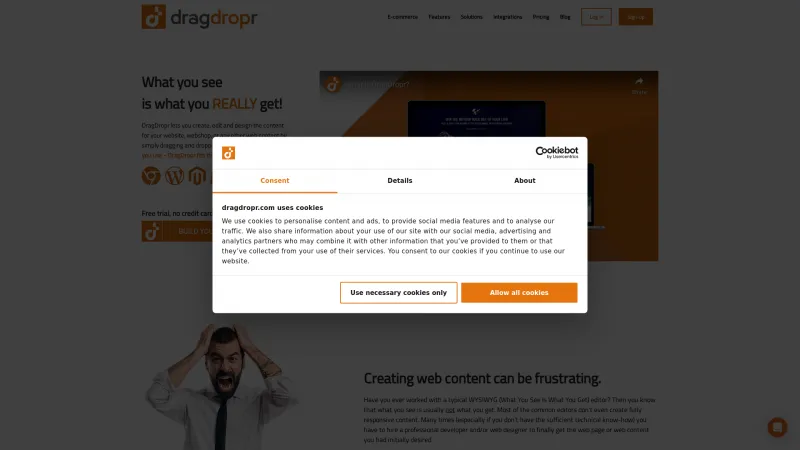 Homepage of DragDropr