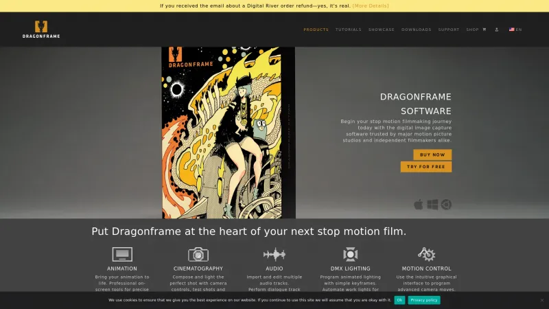 Homepage of Dragonframe