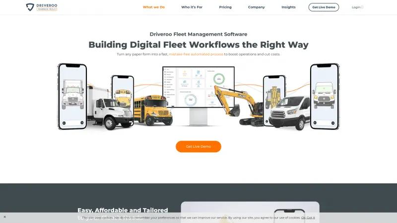 Homepage of Driveroo Fleet