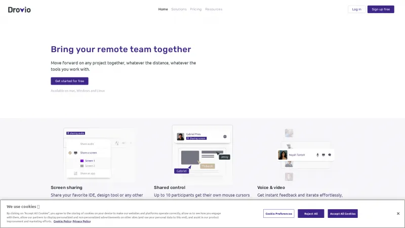 Homepage of Drovio