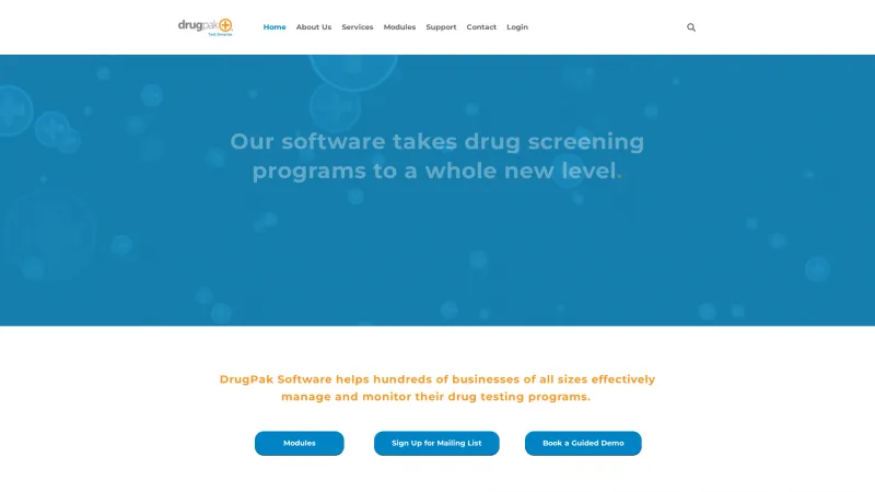 Homepage of DrugPak