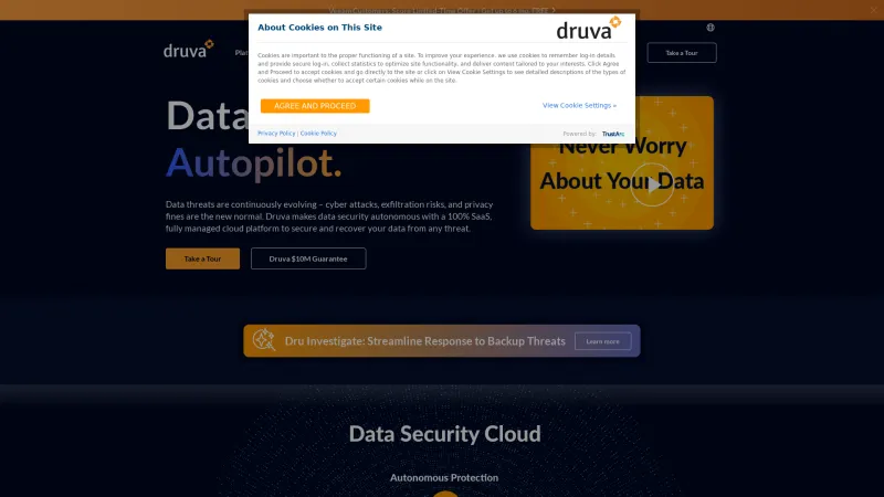 Homepage of Druva