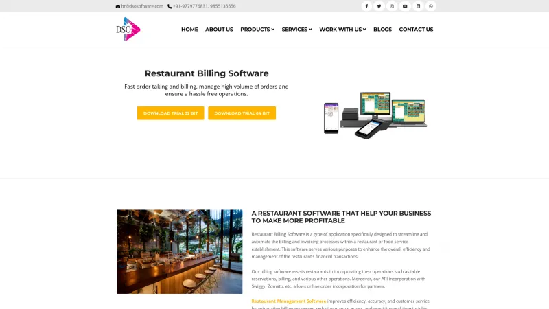 Homepage of DSO RESTAURANTS 8.0