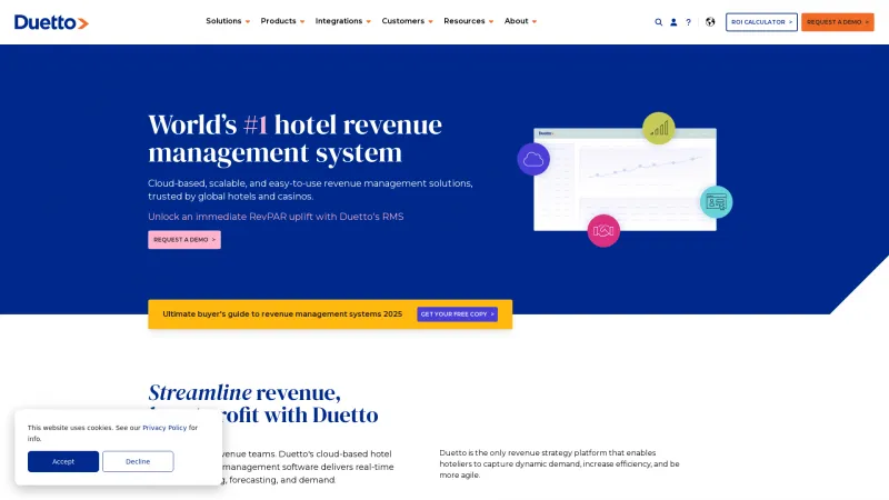 Homepage of Duetto