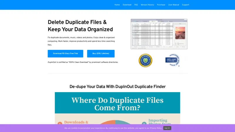 Homepage of DupInOut Duplicate Finder