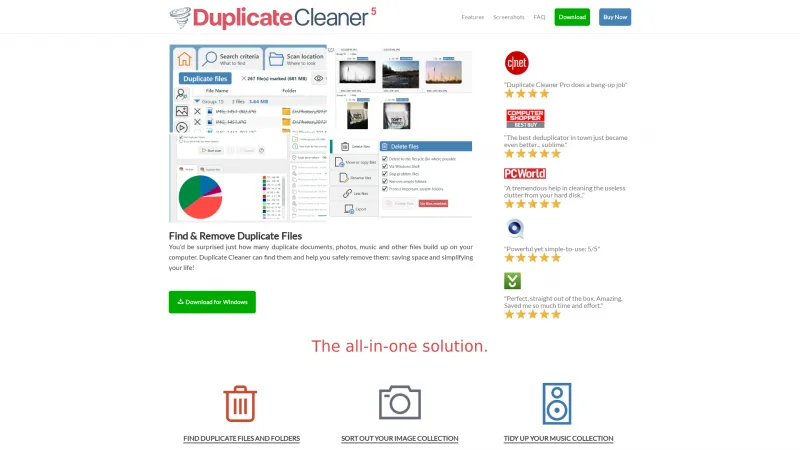 Homepage of Duplicate Cleaner