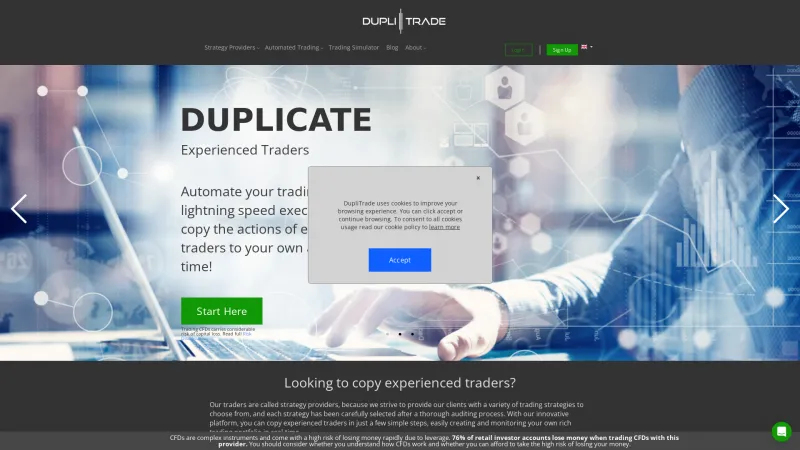 Homepage of DupliTrade