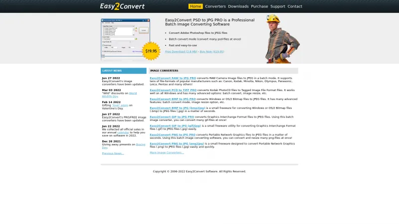 Homepage of Easy2Convert