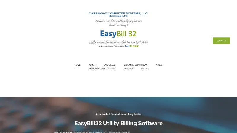 Homepage of EasyBill NOW