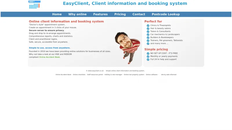 Homepage of Easy Client