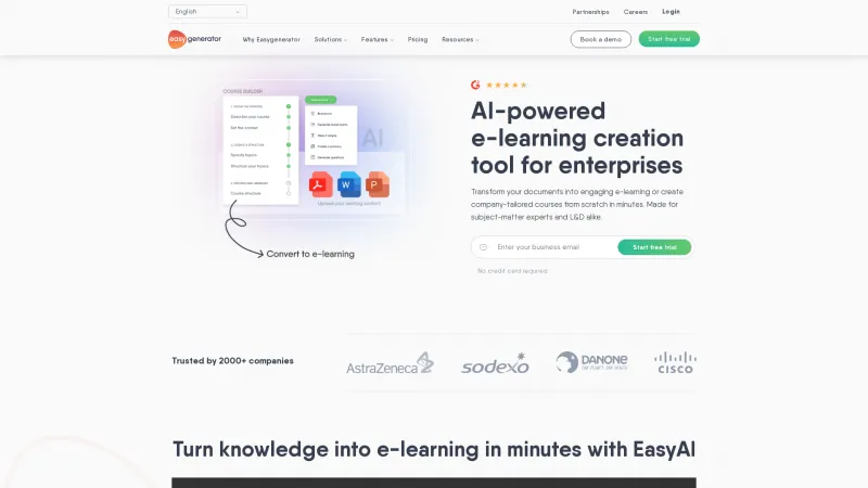 Homepage of Easygenerator