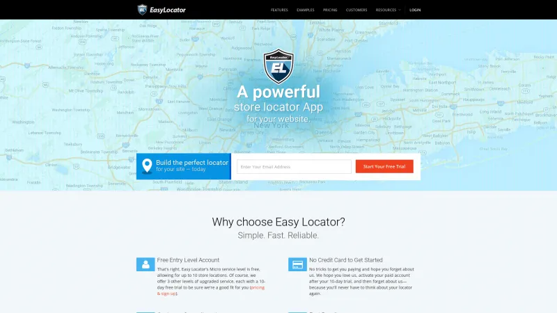 Homepage of Easy Locator