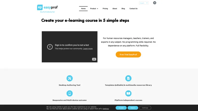 Homepage of EasyProf